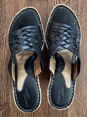 Born Black Woven Leather Slide Sandals 7M